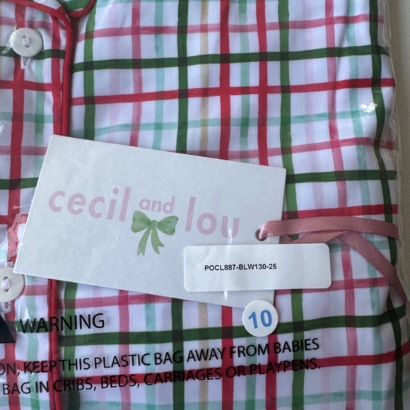 Cecil & Lou Kids Holiday Pajama Set – Red & Green Plaid, Size 10, NWT - Picture 4 of 4